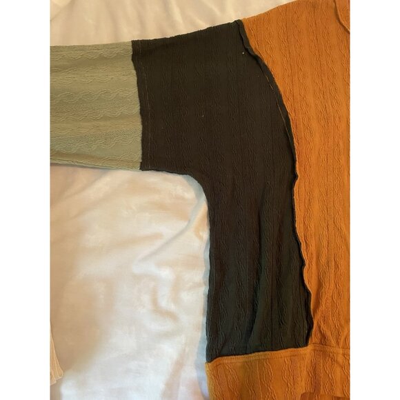 Drop Shoulder Balloon Sleeve Color Block Shirt top Woman’s size large oversized - Picture 6 of 12